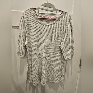 Habitat 100% Cotton Striped Tunic Top Asymmetrical Hem Women’s Large